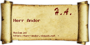Herr Andor névjegykártya